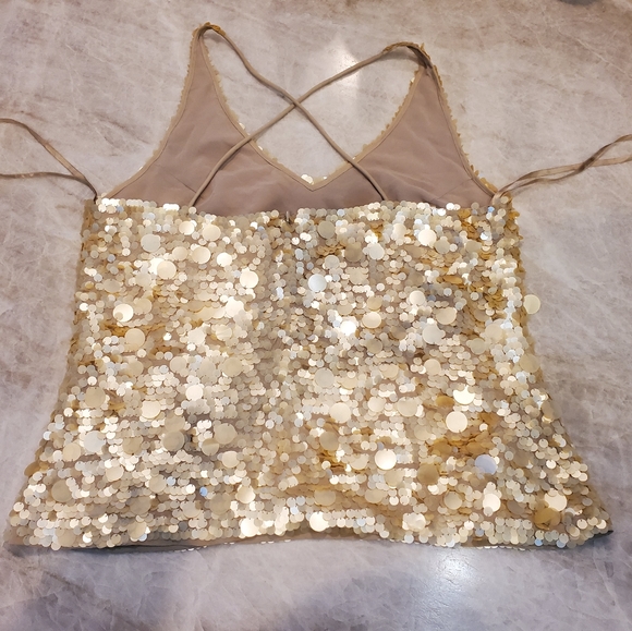 City DKNY Gold sequined silk cami top size 12 - Picture 10 of 14
